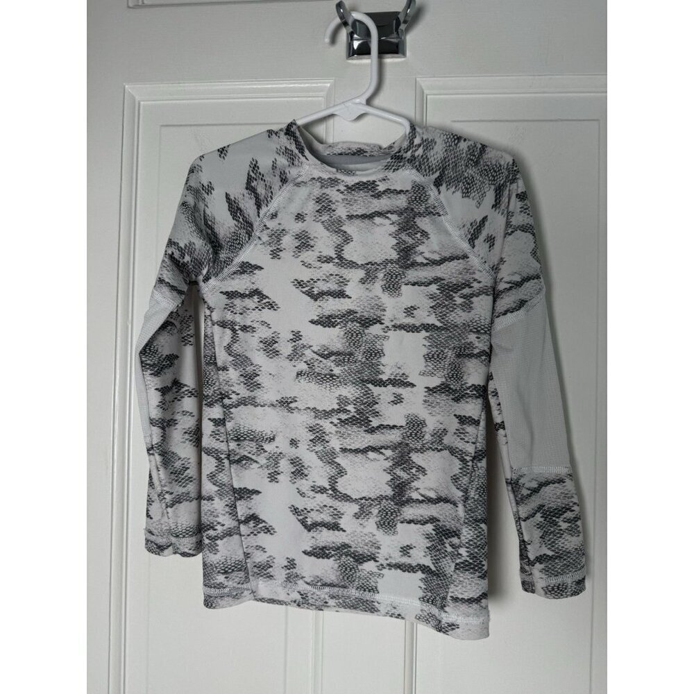 DSG Boys Gray & White Snake Skin Compression LS Shirt Size 2XS (4-5)
